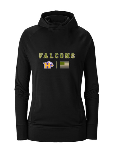 Hanford Falcons Camo Flag Women's Hoodie