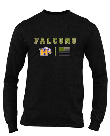 Hanford Falcons Camo Flag Men's LS T-Shirt