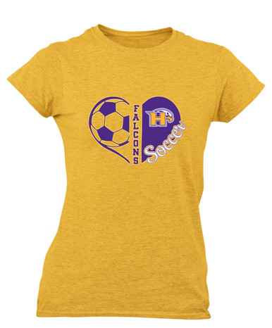 Hanford Falcons Heart Soccer Women's SS T-Shirt