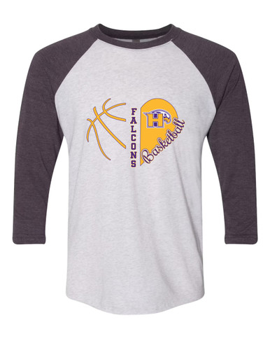 Hanford Falcons Heart Basketball Women's Baseball T-Shirt