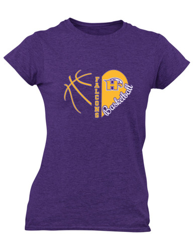 Hanford Falcons Heart Basketball Women's SS T-Shirt