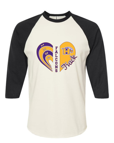 Hanford Falcons Heart Track Women's Baseball T-Shirt