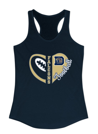 Dacula Falcons Heart Football Women's Tank Top