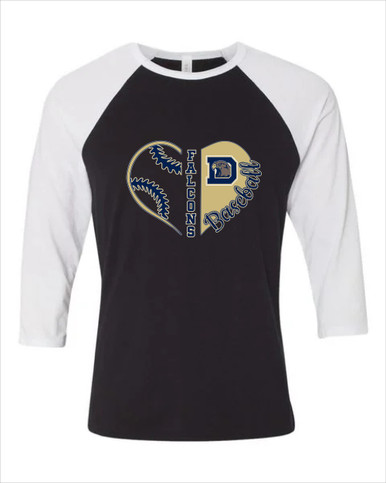 Dacula Falcons Heart Baseball Women's Baseball T-Shirt