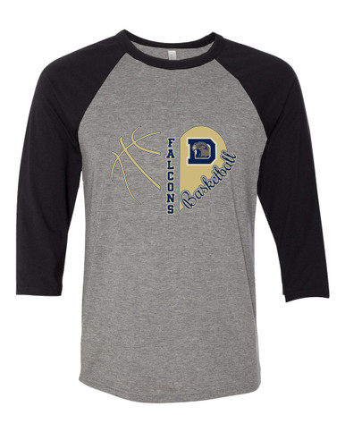 Dacula Falcons Heart Basketball Women's Baseball T-Shirt