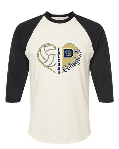 Dacula Falcons Heart Volleyball Women's Baseball T-Shirt