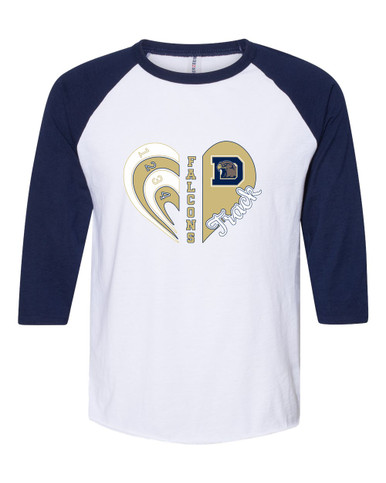 Dacula Falcons Heart Track Women's Baseball T-Shirt