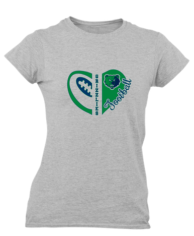 Creekview Grizzlies Heart Football Women's SS T-Shirt