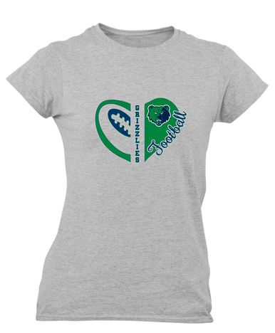 Creekview Grizzlies Heart Football Women's Premium SS T-Shirt