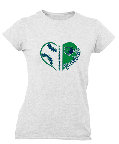 Creekview Grizzlies Heart Baseball Women's SS T-Shirt