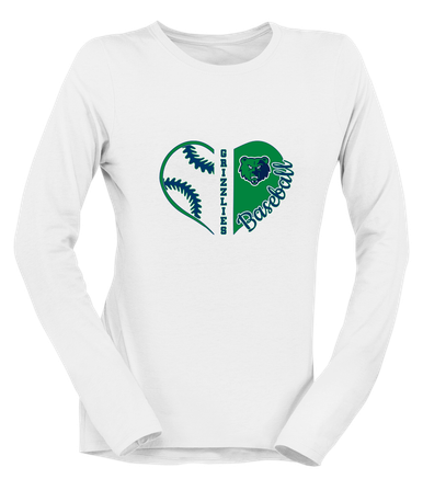 Creekview Grizzlies Heart Baseball Women's LS T-Shirt