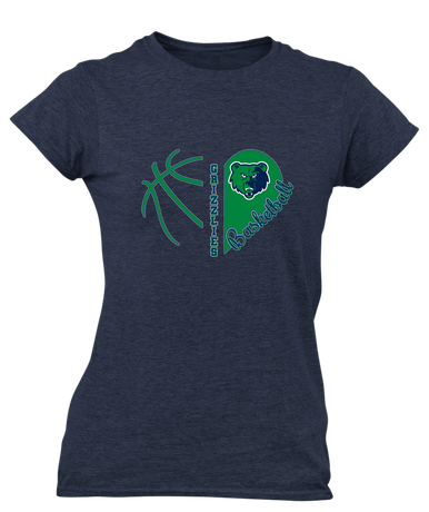 Creekview Grizzlies Heart Basketball Women's SS T-Shirt
