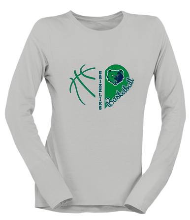 Creekview Grizzlies Heart Basketball Women's Premium LS T-Shirt