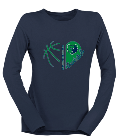 Creekview Grizzlies Heart Basketball Women's LS T-Shirt
