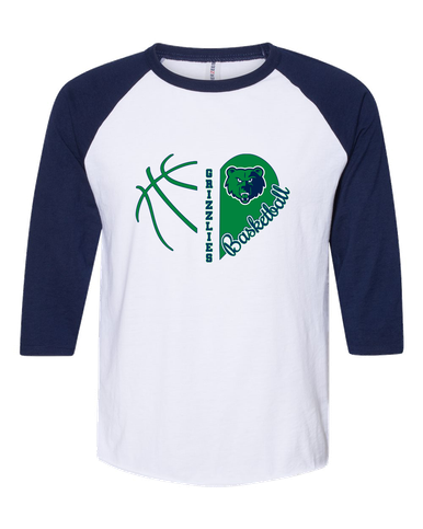 Creekview Grizzlies Heart Basketball Women's Baseball T-Shirt