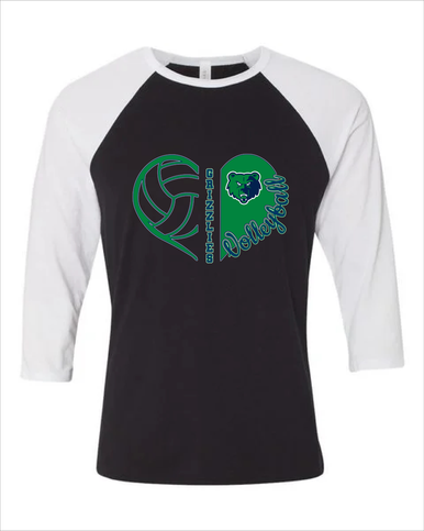 Creekview Grizzlies Heart Volleyball Women's Baseball T-Shirt