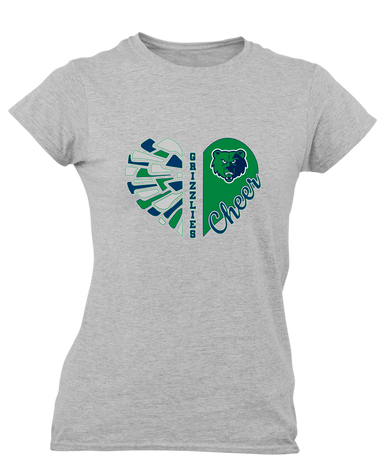 Creekview Grizzlies Heart Cheer Women's Premium SS T-Shirt
