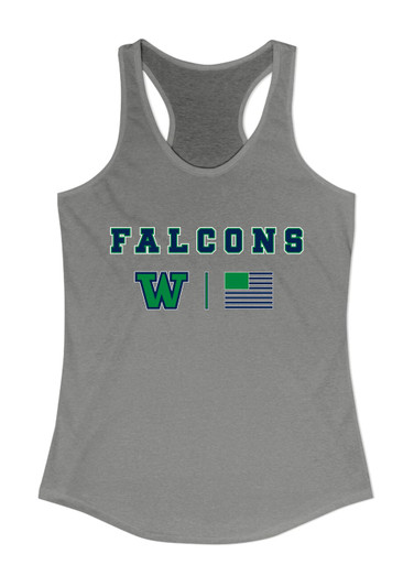Woodinville Falcons W Script Team Colors Flag Women's Tank Top