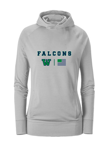 Woodinville Falcons W Script Team Colors Flag Women's Hoodie