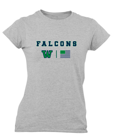 Woodinville Falcons W Script Team Colors Flag Women's SS T-Shirt
