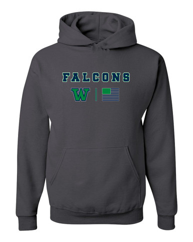 Woodinville Falcons W Script Team Colors Flag Men's Premium Hoodie