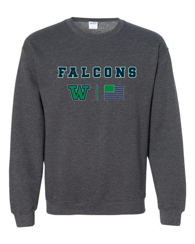 Woodinville Falcons W Script Team Colors Flag Men's Sweatshirt