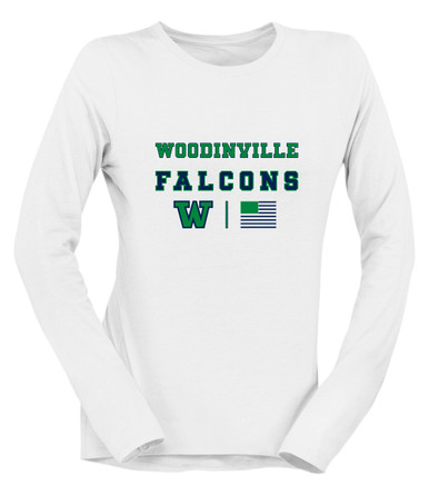 Woodinville Falcons W Script Spirit Flag Women's Premium LS T-Shirt