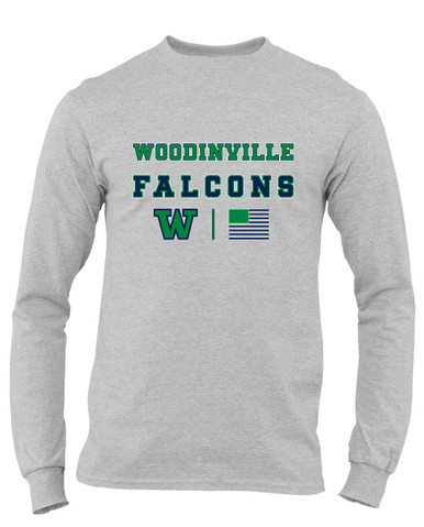 Woodinville Falcons W Script Spirit Flag Men's Premium LS T-Shirt