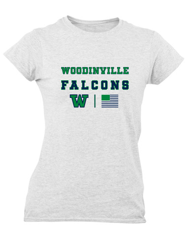 Woodinville Falcons W Script Spirit Flag Women's SS T-Shirt