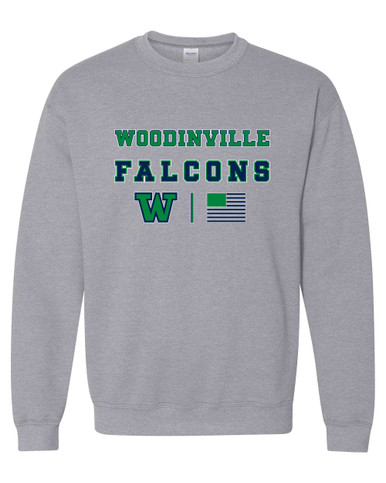 Woodinville Falcons W Script Spirit Flag Men's Sweatshirt
