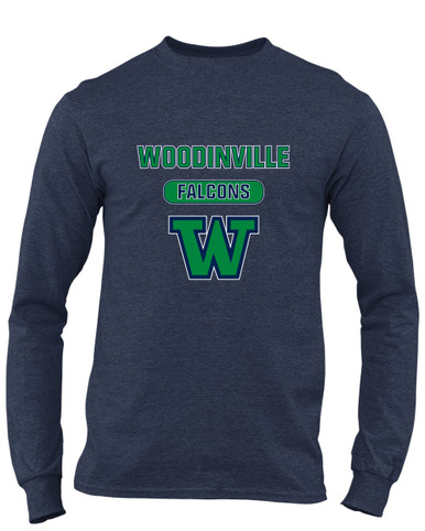 Woodinville Falcons W Script Mascot #3 Men's LS T-Shirt