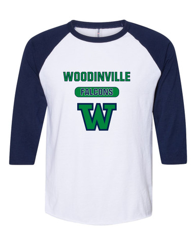 Woodinville Falcons W Script Mascot #3 Men's Baseball T-Shirt