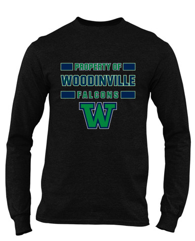 Woodinville Falcons W Script Property Of Men's LS T-Shirt
