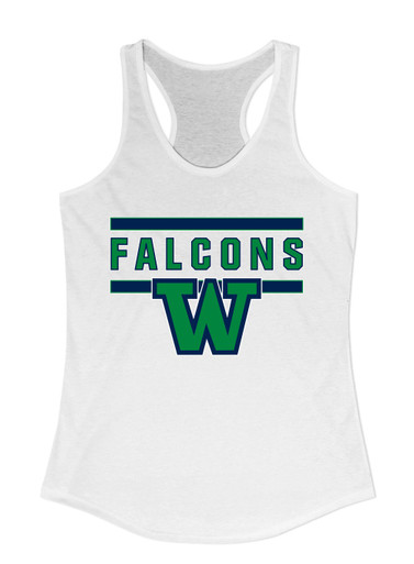 Woodinville Falcons W Script Mascot #5 Women's Tank Top