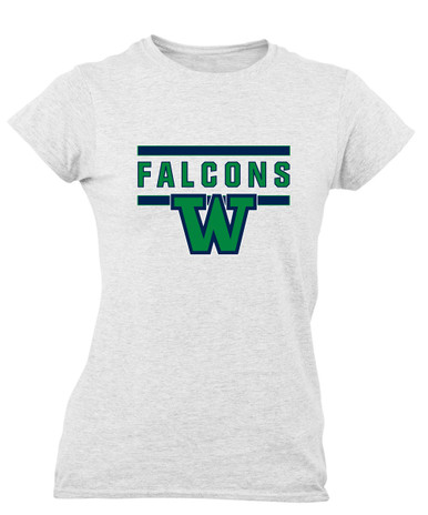 Woodinville Falcons W Script Mascot #5 Women's SS T-Shirt