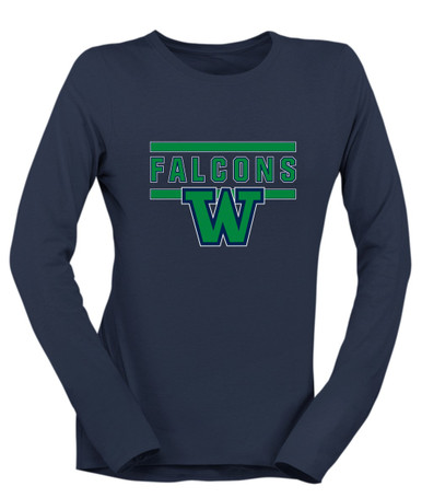Woodinville Falcons W Script Mascot #5 Women's Premium LS T-Shirt