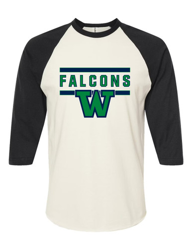 Woodinville Falcons W Script Mascot #5 Women's Baseball T-Shirt