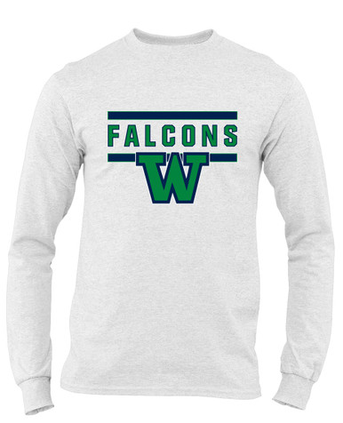 Woodinville Falcons W Script Mascot #5 Men's Premium LS T-Shirt