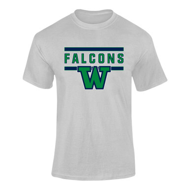 Woodinville Falcons W Script Mascot #5 Men's SS T-Shirt