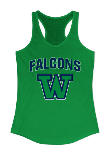 Woodinville Falcons W Script Mascot #6 Women's Tank Top