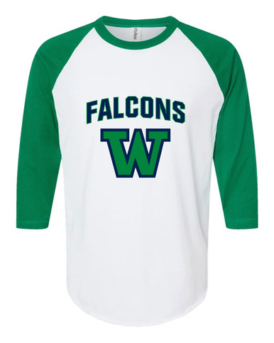Woodinville Falcons W Script Mascot #6 Women's Baseball T-Shirt