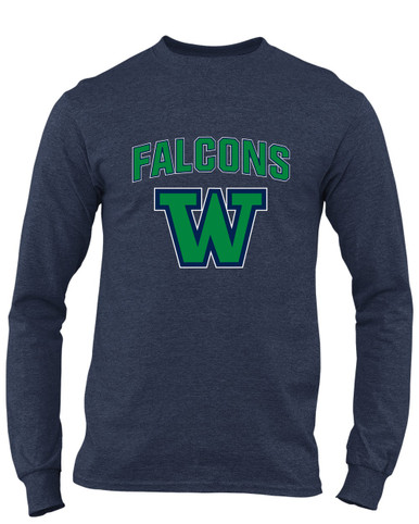 Woodinville Falcons W Script Mascot #6 Men's Premium LS T-Shirt