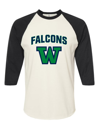 Woodinville Falcons W Script Mascot #6 Men's Baseball T-Shirt