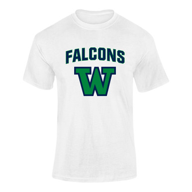 Woodinville Falcons W Script Mascot #6 Men's SS T-Shirt