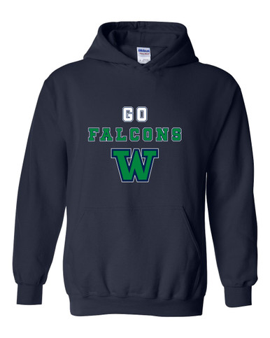 Woodinville Falcons W Script Go Team Men's Hoodie