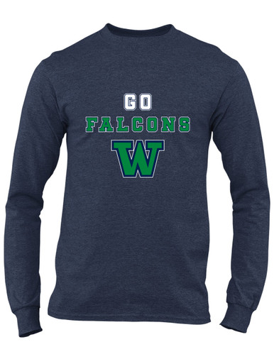 Woodinville Falcons W Script Go Team Men's LS T-Shirt