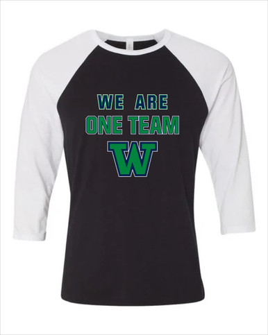 Woodinville Falcons W Script We Are One Team Men's Baseball T-Shirt