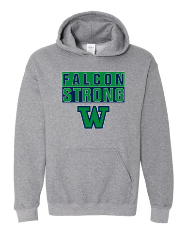 Woodinville Falcons W Script Strong #1 Men's Hoodie