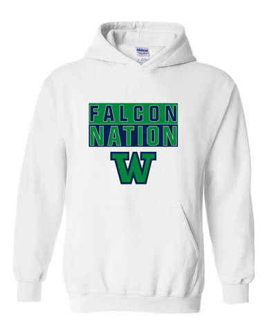 Woodinville Falcons W Script Nation #1 Men's Hoodie