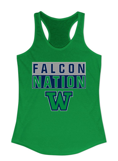 Woodinville Falcons W Script Nation #1 Women's Tank Top